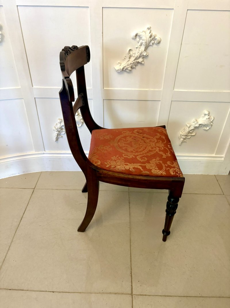 Antique Set of Six Quality Regency Carved Rosewood Dining Chairs
